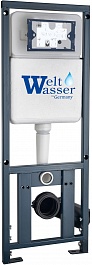 WeltWasser Унитаз подвесной Salzbach 004 GL-WT в комплекте с инсталляцией Marberg 410 с клавишей смыва хром матовый – фотография-6